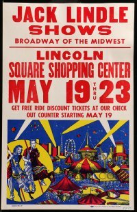 2s103 JACK LINDLE SHOWS circus WC '75 The Broadway of the Midwest, great carnival artwork!