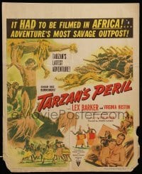 2s178 TARZAN'S PERIL WC '51 Lex Barker in the title role, it had to be filmed in Africa!