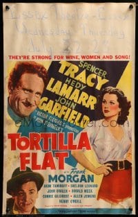 2s188 TORTILLA FLAT WC '42 art of Spencer Tracy, pretty Hedy Lamarr & John Garfield!