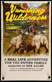 2s194 VANISHING WILDERNESS WC '74 cool art of caribou locking horns & bear with fish in river!