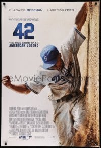 2t056 42 advance DS 1sh '13 baseball, image of Chadwick Boseman as Jackie Robinson sliding home!