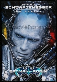 2t123 BATMAN & ROBIN teaser 1sh '97 cool super close up of Arnold Schwarzenegger as Mr. Freeze!