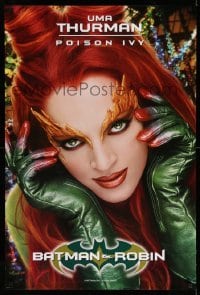 2t127 BATMAN & ROBIN teaser 1sh '97 super close up of sexy Uma Thurman as Poison Ivy in costume!