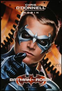 2t124 BATMAN & ROBIN teaser 1sh 97 cool super close up of Chris O'Donnell as Robin in costume!