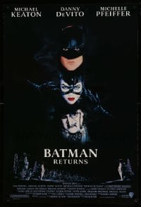 2t132 BATMAN RETURNS 1sh '92 Michael Keaton, Danny DeVito, Michelle Pfeiffer, Tim Burton!