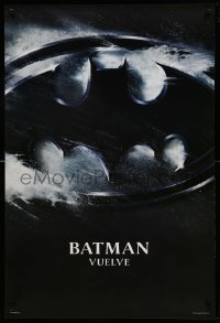 2t135 BATMAN RETURNS int'l Spanish language teaser 1sh '92 Burton, Keaton, image of the bat symbol!