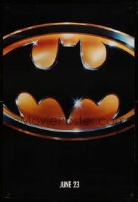 2t129 BATMAN teaser 1sh '89 directed by Tim Burton, cool image of Bat logo, matte finish!