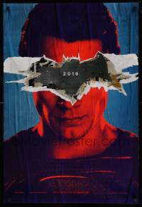 2t143 BATMAN V SUPERMAN teaser DS 1sh '16 cool close up of Henry Cavill in title role under symbol!