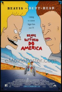 2t150 BEAVIS & BUTT-HEAD DO AMERICA advance DS 1sh '96 Mike Judge MTV juvenile delinquent cartoon!