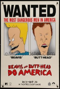 2t152 BEAVIS & BUTT-HEAD DO AMERICA teaser 1sh '96 Mike Judge, most dangerous men in America!
