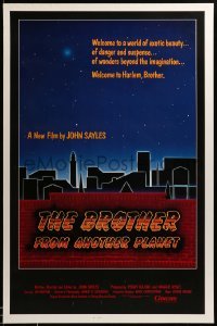2t197 BROTHER FROM ANOTHER PLANET 1sh '84 John Sayles, alien Joe Morton, cool skyline art!