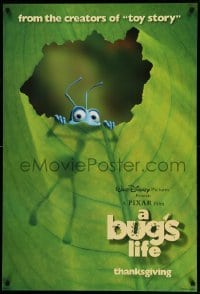 2t200 BUG'S LIFE advance DS 1sh '98 Thanksgiving style, Disney, Pixar, ant peeking through leaf