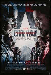 2t206 CAPTAIN AMERICA: CIVIL WAR advance DS 1sh '16 Marvel Comics, Chris Evans, Robert Downey Jr.!