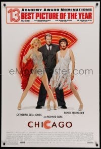 2t218 CHICAGO 1sh '02 Zellweger & Zeta-Jones, Gere, 13 nominations, wacky switched credits!