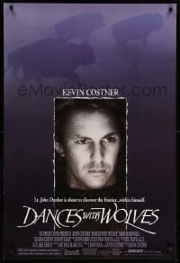 2t253 DANCES WITH WOLVES DS 1sh '90 Kevin Costner directs & stars, image of buffalo!