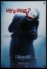 2t258 DARK KNIGHT teaser DS 1sh '08 great image of Heath Ledger as the Joker, why so serious?