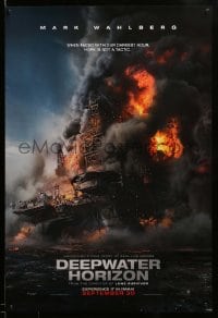 2t269 DEEPWATER HORIZON teaser DS 1sh '16 great close-up of burning oil rig collapsing into Gulf!