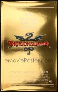 2t291 DRAGONSLAYER foil heavy stock teaser 1sh '81 the Dark Ages, dragons were real, not a fantasy!
