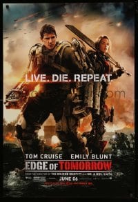 2t302 EDGE OF TOMORROW teaser DS 1sh '14 June 06 style, Tom Cruise & Emily Blunt, live, die, repeat