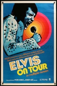 2t308 ELVIS ON TOUR 1sh '72 classic artwork of Elvis Presley singing into microphone!