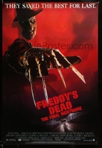 2t348 FREDDY'S DEAD 1sh '91 great art of Robert Englund as Freddy Krueger!