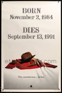 2t349 FREDDY'S DEAD style A teaser DS 1sh '91 cool image of Krueger's sweater, hat, and claws!