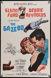 2t367 GAZEBO 1sh '60 great romantic art of Glenn Ford w/pigeon on shoulder & Debbie Reynolds!