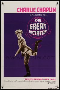 2t391 GREAT DICTATOR 1sh R72 Charlie Chaplin directs and stars, wacky WWII comedy!