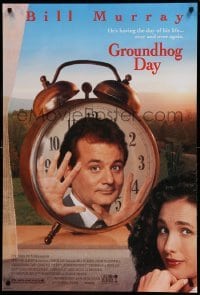 2t394 GROUNDHOG DAY DS 1sh '93 Bill Murray, Andie MacDowell, directed by Harold Ramis!