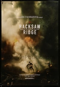 2t399 HACKSAW RIDGE teaser DS 1sh '16 Andrew Garfield as PFC Desmond Doss, directed by Mel Gibson!
