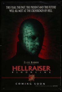 2t416 HELLRAISER: BLOODLINE teaser DS 1sh '96 Clive Barker, Pinhead at the crossroads of hell!