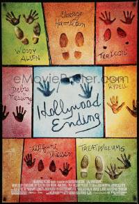 2t432 HOLLYWOOD ENDING DS 1sh '02 Woody Allen, concrete shoe & hand imprints of main cast!