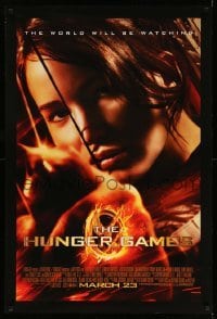 2t445 HUNGER GAMES advance 1sh '12 cool image of Jennifer Lawrence as Katniss!