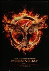 2t448 HUNGER GAMES: MOCKINGJAY - PART 1 teaser DS 1sh '14 logo, fire burns brighter in the darkness
