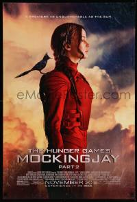 2t450 HUNGER GAMES: MOCKINGJAY - PART 2 advance DS 1sh '15 Jennifer Lawrence in front of clouds!