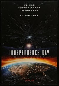 2t474 INDEPENDENCE DAY RESURGENCE style A teaser DS 1sh '16 Monroe, King, spaceship over earth!