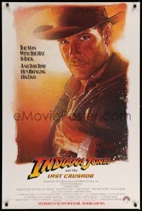 2t477 INDIANA JONES & THE LAST CRUSADE advance 1sh '89 Ford over a white background by Drew Struzan