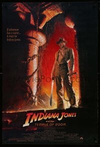 2t479 INDIANA JONES & THE TEMPLE OF DOOM 1sh '84 adventure is Ford's name, Bruce Wolfe art!