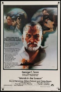 2t492 ISLANDS IN THE STREAM 1sh '77 Ernest Hemingway, Bob Peak art of George C. Scott & cast!