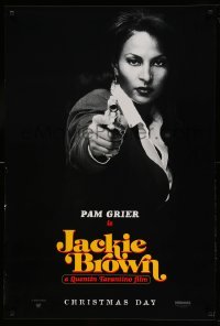 2t496 JACKIE BROWN teaser 1sh '97 Quentin Tarantino, cool image of Pam Grier in title role!