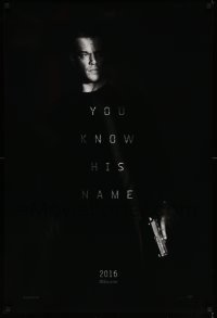 2t501 JASON BOURNE teaser DS 1sh '16 great image of Matt Damon in the title role with gun!