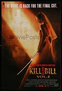 2t514 KILL BILL: VOL. 2 advance DS 1sh '04 bride Uma Thurman with katana, Quentin Tarantino!