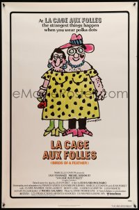 2t527 LA CAGE AUX FOLLES 1sh '79 Ugo Tognazzi, wacky cross-dressing art by Lou Myers!