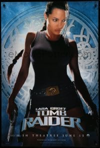 2t536 LARA CROFT TOMB RAIDER teaser 1sh '01 sexy Angelina Jolie, from popular video game!