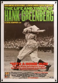 2t558 LIFE & TIMES OF HANK GREENBERG 1sh '99 Jewish baseball star, great image!