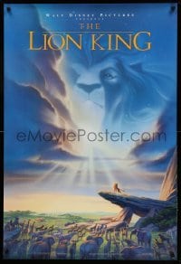 2t561 LION KING DS 1sh '94 Disney Africa jungle cartoon, Simba on Pride Rock with Mufasa in sky!