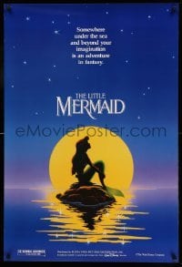 2t564 LITTLE MERMAID teaser DS 1sh '89 Disney, great art of Ariel in moonlight by Morrison/Patton!