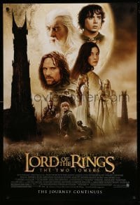 2t584 LORD OF THE RINGS: THE TWO TOWERS DS 1sh '02 Peter Jackson epic, montage of cast!