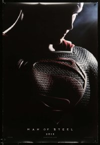 2t607 MAN OF STEEL teaser DS 1sh '13 close-up of Henry Cavill in the title role as Superman!