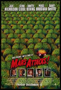 2t614 MARS ATTACKS! int'l advance DS 1sh '96 directed by Tim Burton, great image of brainy aliens!